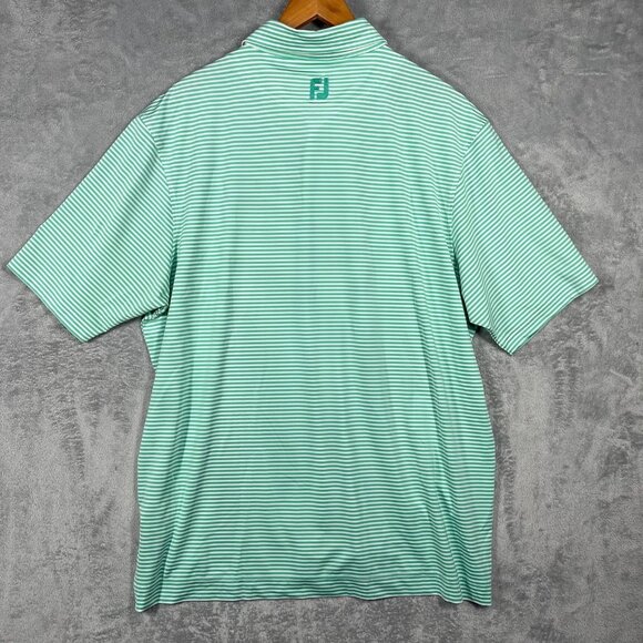 Footjoy Shirt Mens XL Green Polo Short Sleeve Golf FJ Performance Stripe - Picture 8 of 8
